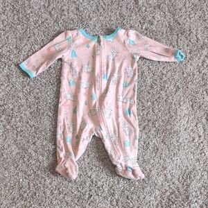 Pink and Blue Footie One Piece with Built-in Feet